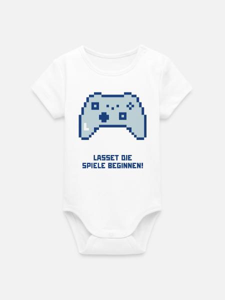 Lasset die Spiele beginnen - Organic Kurzarm-Babybody von Stanley/Stella - Weiß
