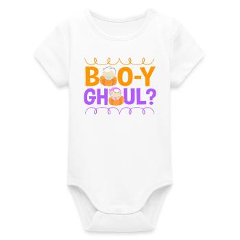 Halloween Gender Reveal - Organic Short Sleeve Baby Bodysuit by Stanley/Stella - white - Front