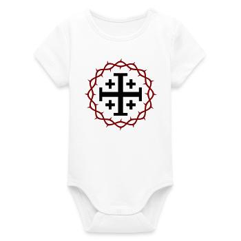 Jerusalem Cross and Crown of thorns - Organic Short Sleeve Baby Bodysuit by Stanley/Stella - white - Front