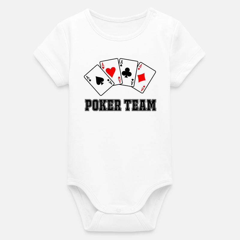 Équipe de poker - Body bébé manches courtes bio Stanley/Stella - blanc