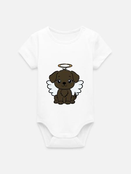 Hund mit Heiligenschein - Organic Kurzarm-Babybody von Stanley/Stella - Weiß