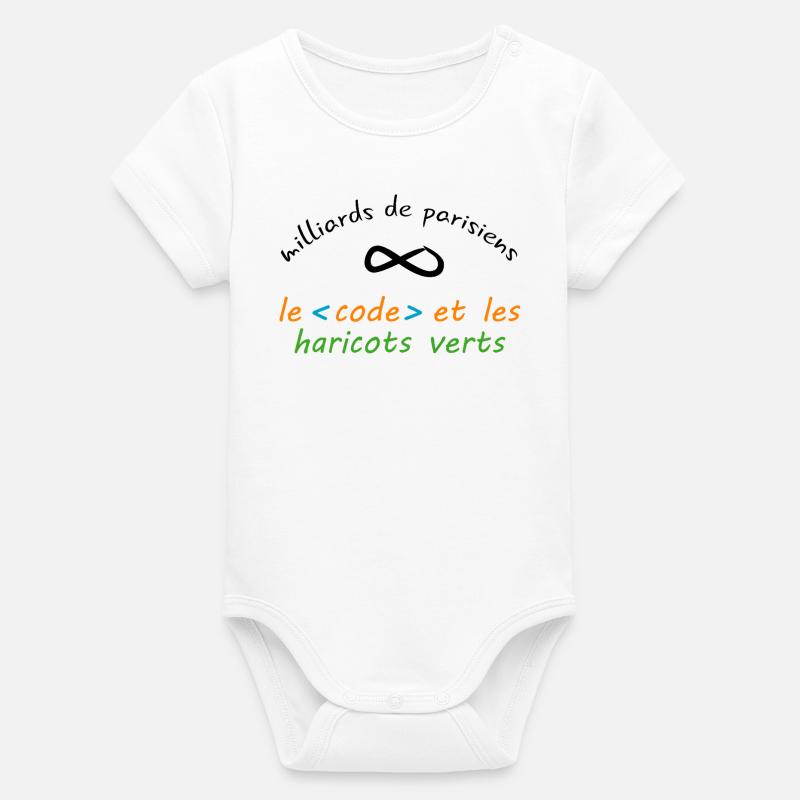 8_milliards_de_parisiens_le_code_et_les_haricot - Body bébé manches courtes bio Stanley/Stella - blanc