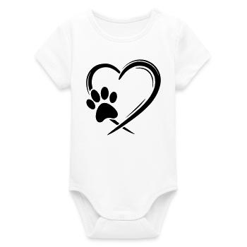 Herz Pfote  - Organic Kurzarm-Babybody von Stanley/Stella - Weiß - Vorne