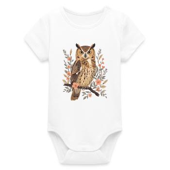 Eulenauge im Blütenkranz - Organic Kurzarm-Babybody von Stanley/Stella - Weiß - Vorne