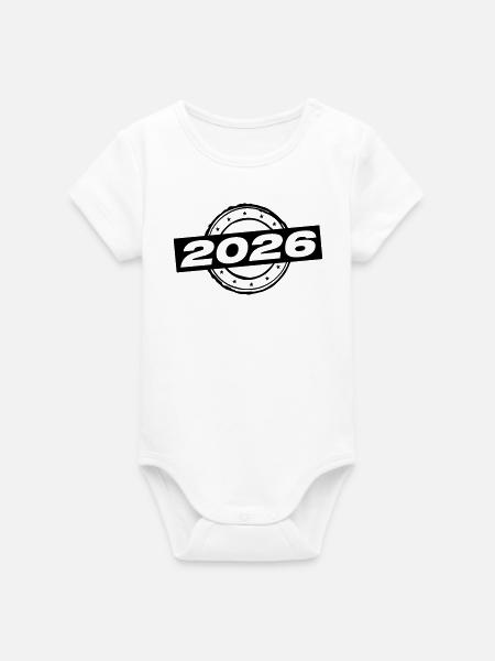 2026 Jahr - Organic Kurzarm-Babybody von Stanley/Stella - Weiß