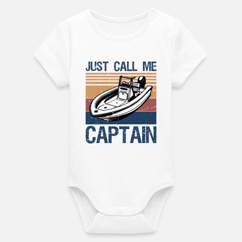 Bateau rétro vintage appelez-moi simplement capitaine - Body bébé manches courtes bio Stanley/Stella - blanc