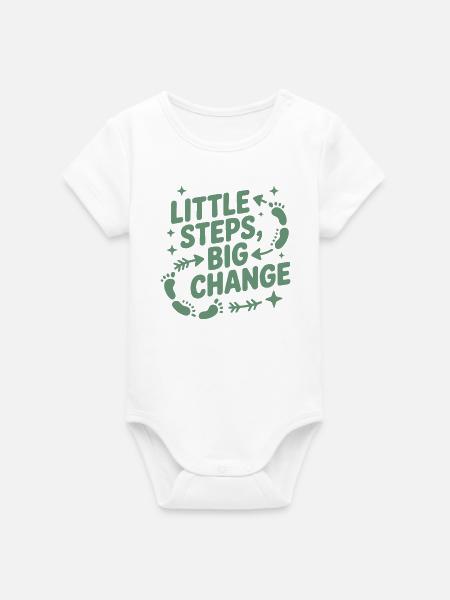 Kleine Schritte, große Veränderung - Organic Kurzarm-Babybody von Stanley/Stella - Weiß
