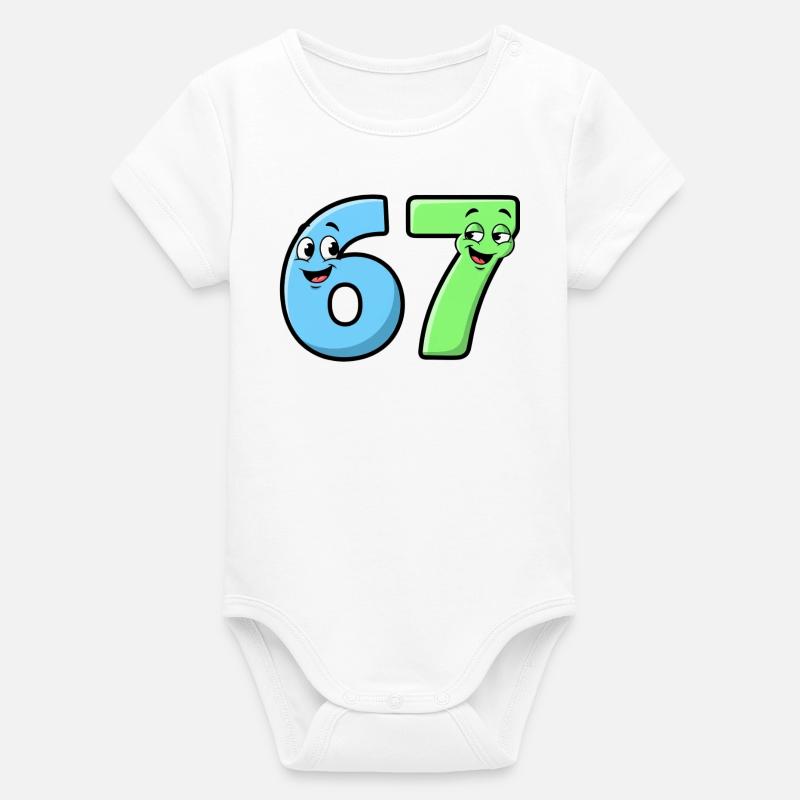 6 7 Mèmes – Numéros de dessin animé drôles - Body bébé manches courtes bio Stanley/Stella - blanc