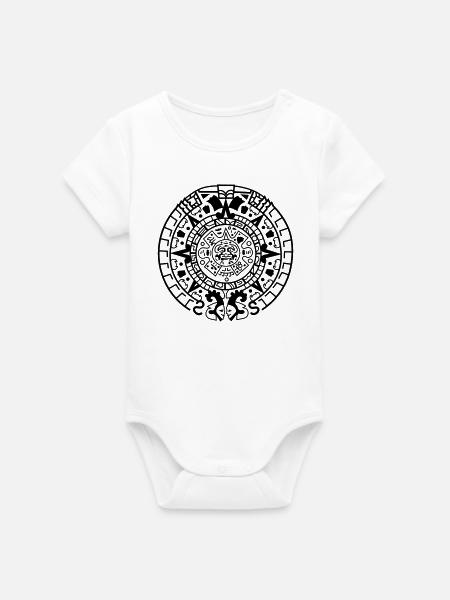 Maya Kalender - Organic Kurzarm-Babybody von Stanley/Stella - Weiß
