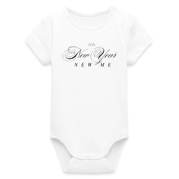 New Year New Me - Organic Short Sleeve Baby Bodysuit by Stanley/Stella - white - Front