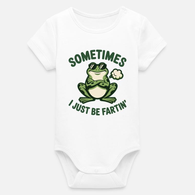 Parfois, je suis juste en train de péter une grenouille vintage drôle - Body bébé manches courtes bio Stanley/Stella - blanc