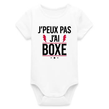 J’peux pas j’ai boxe Humour Boxe - Body bébé manches courtes bio Stanley/Stella - blanc - Devant
