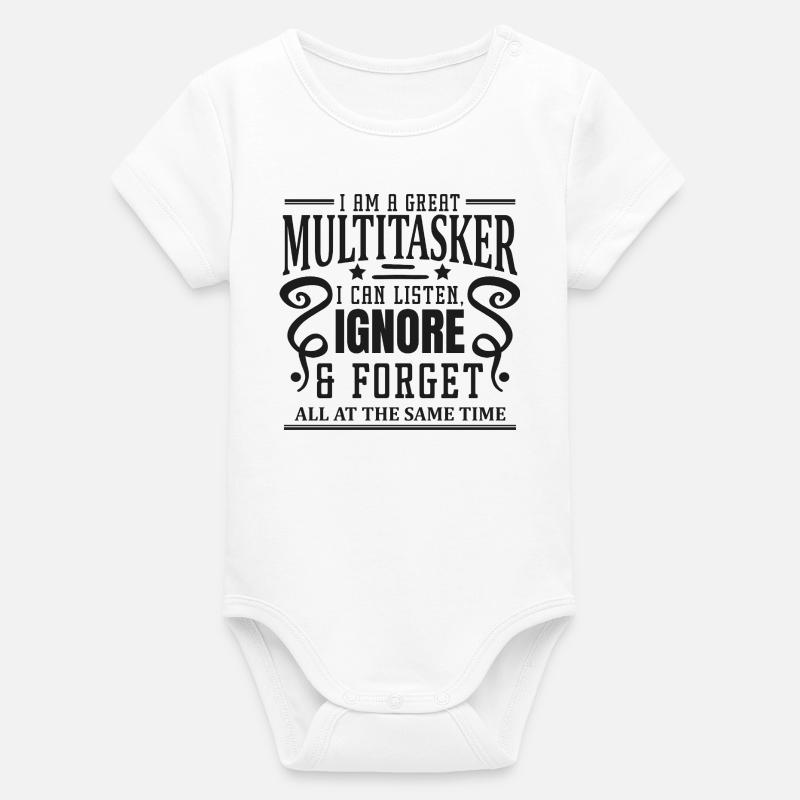 Multitâche : écouter, ignorer et oublier - Body bébé manches courtes bio Stanley/Stella - blanc