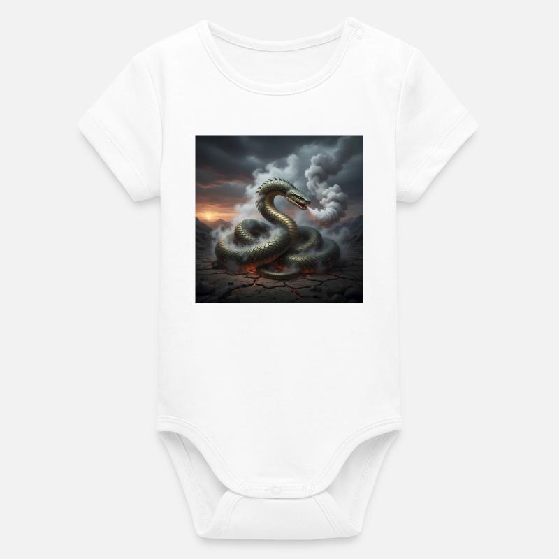 Serpent dans le champ de lave - Body bébé manches courtes bio Stanley/Stella - blanc