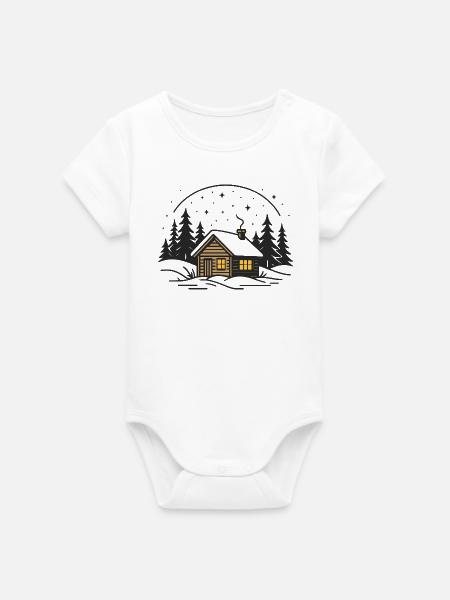 Hütte im Mondlicht - Organic Kurzarm-Babybody von Stanley/Stella - Weiß