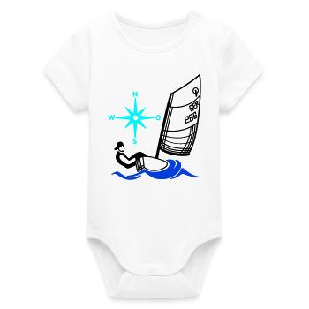 Optimist Opti Sailboat Sailing Kids Regatta - Organic Short Sleeve Baby Bodysuit by Stanley/Stella - white - Front