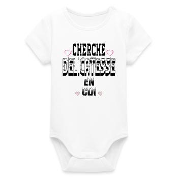 Cherche Délicatesse en CDI - Body bébé manches courtes bio Stanley/Stella - blanc - Devant
