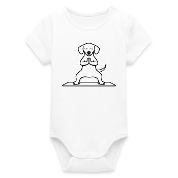 Dog Horsestance Meditation - Organic Short Sleeve Baby Bodysuit by Stanley/Stella - white - Front