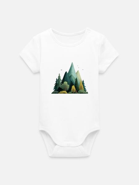 Mountain & Forest – Outdoor-Naturmuster - Organic Kurzarm-Babybody von Stanley/Stella - Weiß