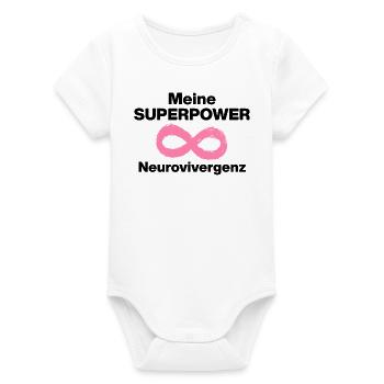MY SUPERPOWER: NEURODIVERGENCE! ADHD STRENGTH - Organic Short Sleeve Baby Bodysuit by Stanley/Stella - white - Front