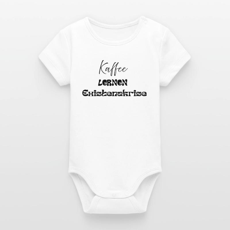 Coffee -> Learning -> Existential Crisis Organic Short Sleeve Baby Bodysuit by Stanley/Stella