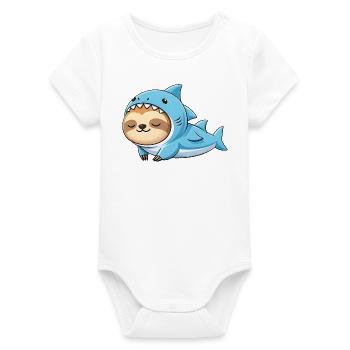 Cute Sloth Cartoon Costume Brazil Carnival - Organic Short Sleeve Baby Bodysuit by Stanley/Stella - white - Front
