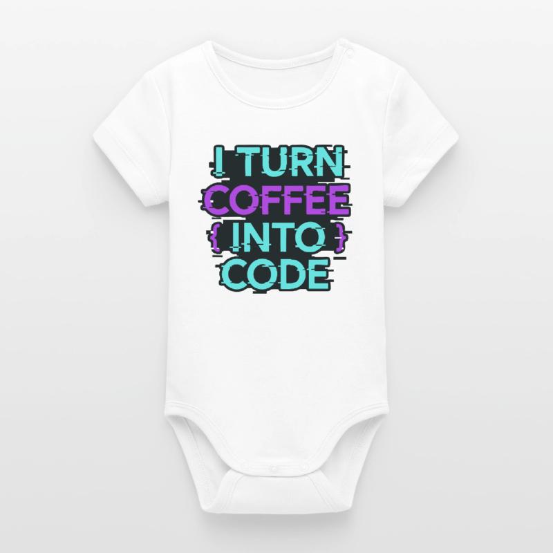 I Turn Coffee Into Code Organic Short Sleeve Baby Bodysuit by Stanley/Stella