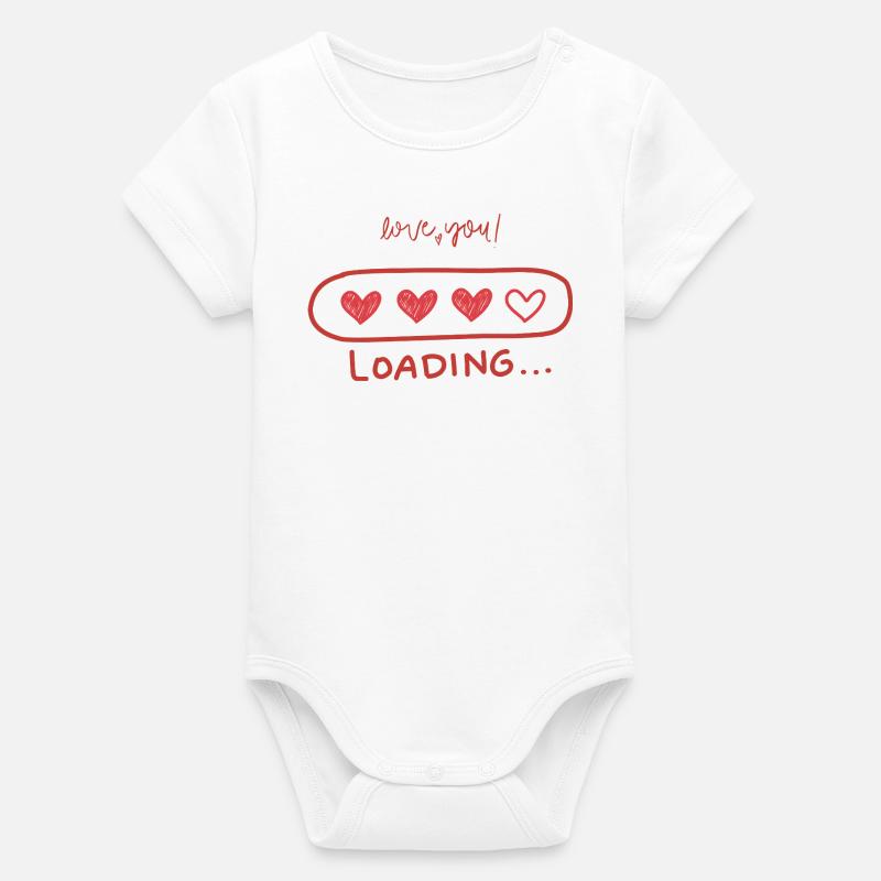 Herz-Loading Liebe - Organic Kurzarm-Babybody von Stanley/Stella - Weiß