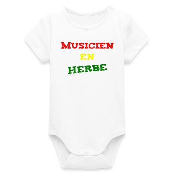 MUSICIEN EN HERBE ! (reggae, ska, dub) - Body bébé manches courtes bio Stanley/Stella - blanc - Devant