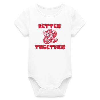 Idée cadeau pour la Saint-Valentin, T-shirt de couple - Body bébé manches courtes bio Stanley/Stella - blanc - Devant