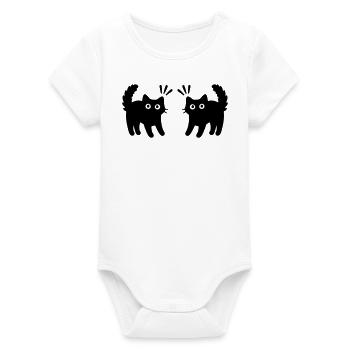 Katzen Paar - Organic Kurzarm-Babybody von Stanley/Stella - Weiß - Vorne