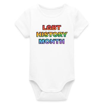 LGBT History Month Verlauf Regenbogentext - Organic Kurzarm-Babybody von Stanley/Stella - Weiß - Vorne