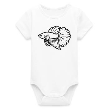 Kampffisch Betta Splendens Aquarium - Organic Kurzarm-Babybody von Stanley/Stella - Weiß - Vorne