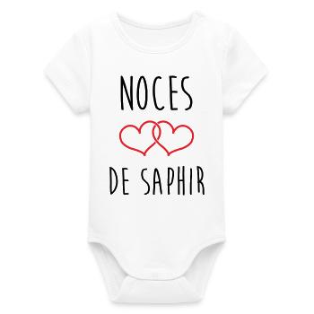Noces de Saphir 16 ans de mariage - Body bébé manches courtes bio Stanley/Stella - blanc - Devant