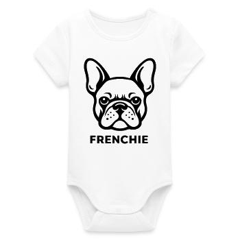 T-shirt Bouledogue français Minimaliste Frenchie Dog Lover - Body bébé manches courtes bio Stanley/Stella - blanc - Devant