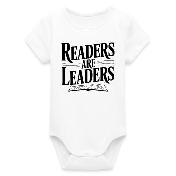 Readers are Leaders - Organic Short Sleeve Baby Bodysuit by Stanley/Stella - white - Front