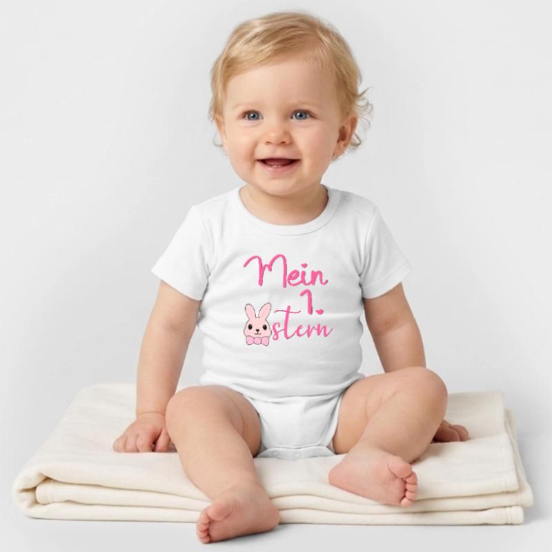 My First Easter Easter Bunny Organic Short Sleeve Baby Bodysuit by Stanley/Stella