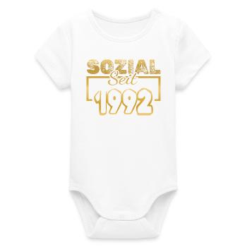 Social 1992 - Organic Short Sleeve Baby Bodysuit by Stanley/Stella - white - Front