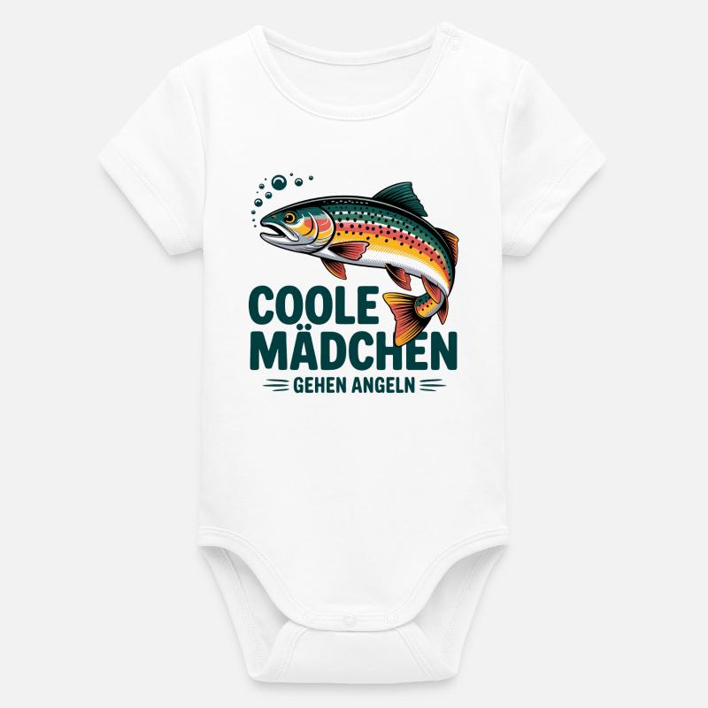 Les filles cool vont pêcher - Body bébé manches courtes bio Stanley/Stella - blanc