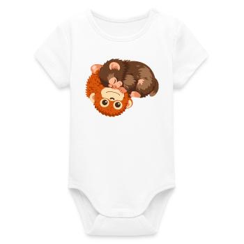 Punch the Baby Macaque Viral Japanese Monkey wit - Organic Short Sleeve Baby Bodysuit by Stanley/Stella - white - Front