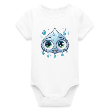 Kawaii Water Drop Motif - Organic Short Sleeve Baby Bodysuit by Stanley/Stella - white - Front