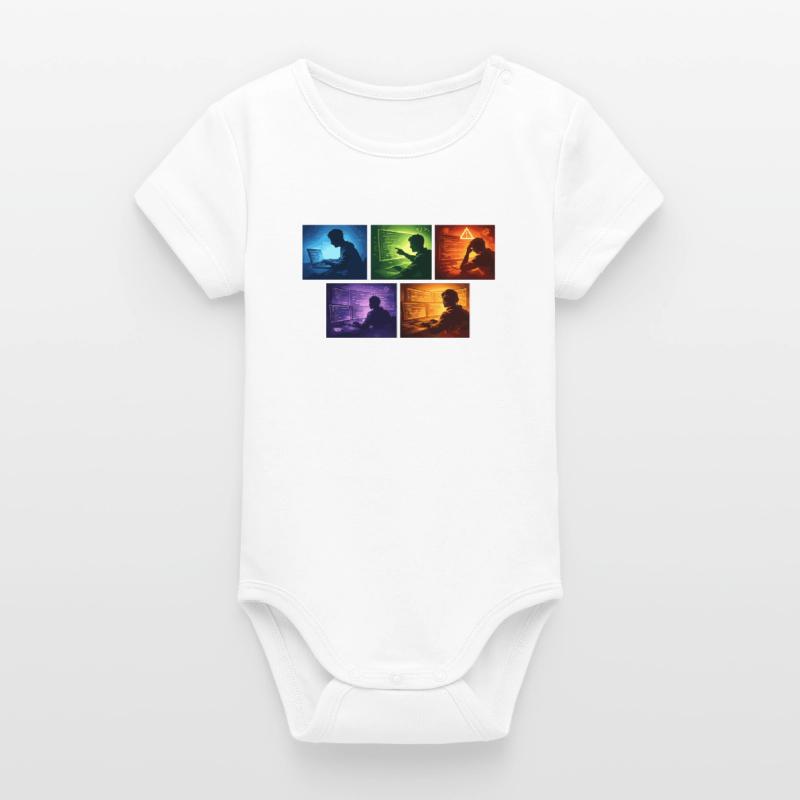 Multi-Screen Code Shadow Organic Short Sleeve Baby Bodysuit by Stanley/Stella