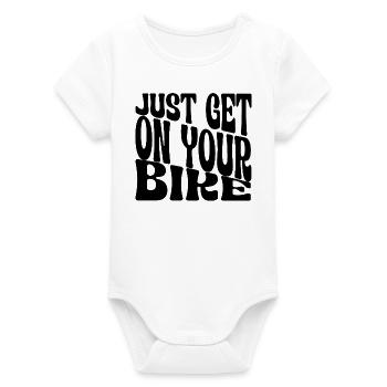 JUST YOUR BIKE - Organic Kurzarm-Babybody von Stanley/Stella - Weiß - Vorne