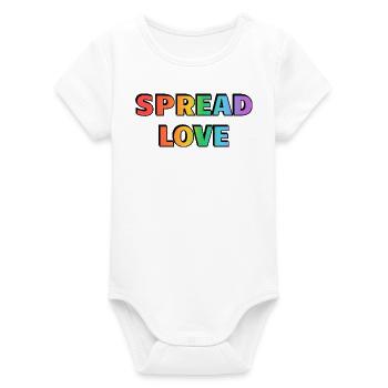 Typographie arc-en-ciel Spread Love - Body bébé manches courtes bio Stanley/Stella - blanc - Devant