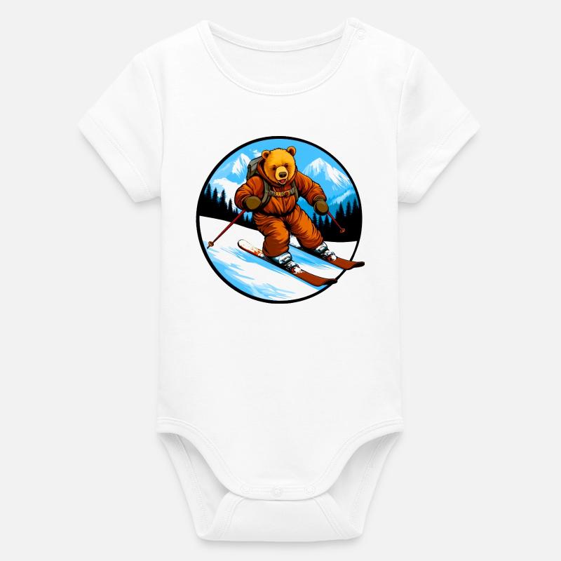 Ski Bear - Body bébé manches courtes bio Stanley/Stella - blanc