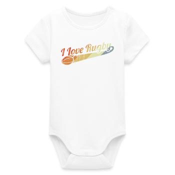 I love rugby - Organic Short Sleeve Baby Bodysuit by Stanley/Stella - white - Front
