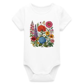 Wildflowers Flowers Flowers Natural Botanical Garden - Organic Short Sleeve Baby Bodysuit by Stanley/Stella - white - Front