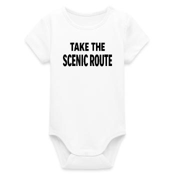 Take the scenic route Abenteuer Reise Spruch - Organic Short Sleeve Baby Bodysuit by Stanley/Stella - white - Front