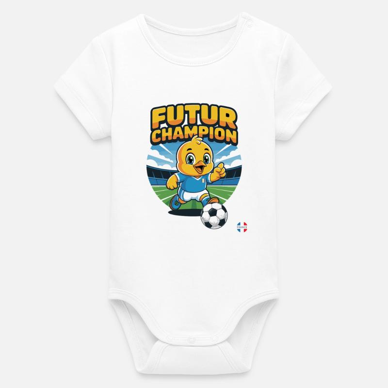 Futur Champion Poussin Foot - Body bébé manches courtes bio Stanley/Stella - blanc