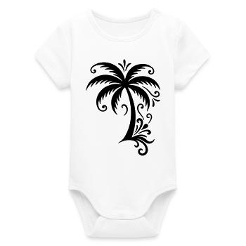 Palm tree icon beach - Organic Short Sleeve Baby Bodysuit by Stanley/Stella - white - Front